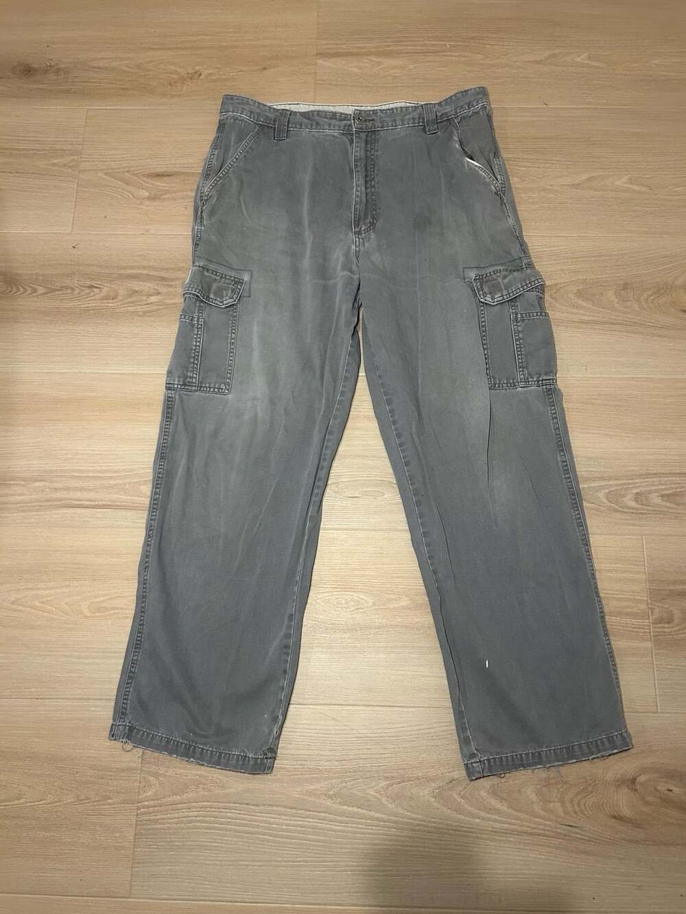 Wrangler Cargo Pants Size 38x29 Gray Cotton Utility Trousers